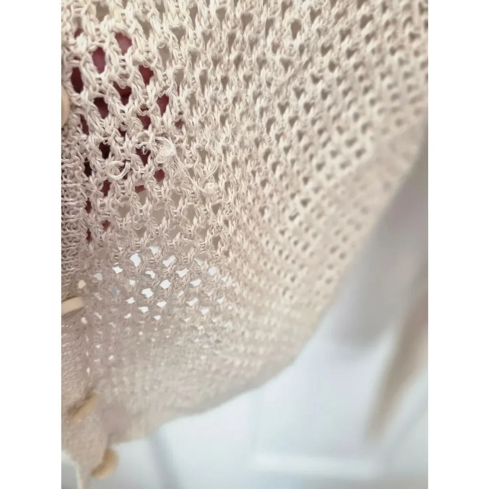Theory Tamvi Crochet Cream Open-Weave Button Cardigan - Picture 5 of 6